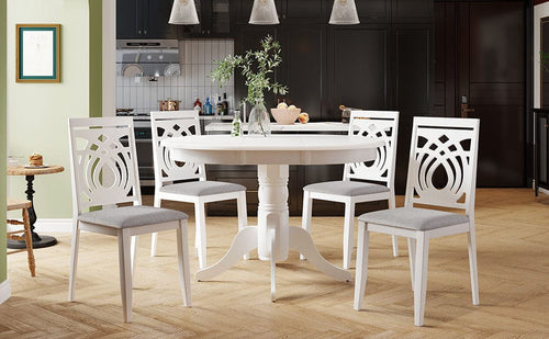 1st Choice Furniture Direct Dining Sets 1st Choice Mid-Century 5-Pc Extendable Dining Set in White