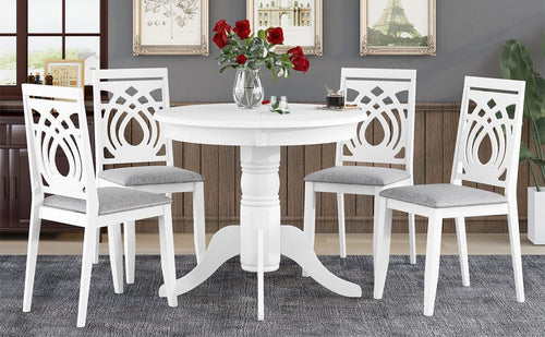1st Choice Furniture Direct Dining Sets 1st Choice Mid-Century 5-Pc Extendable Dining Set in White