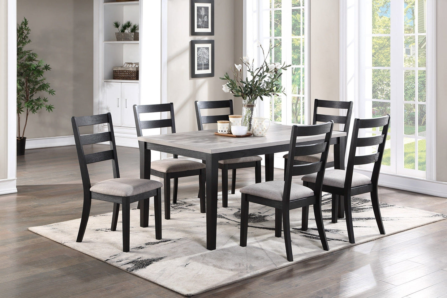 1st Choice Furniture Direct Dining Sets 1st Choice Natural Wooden 7pc Cushion Dining Set with Back Side Chairs