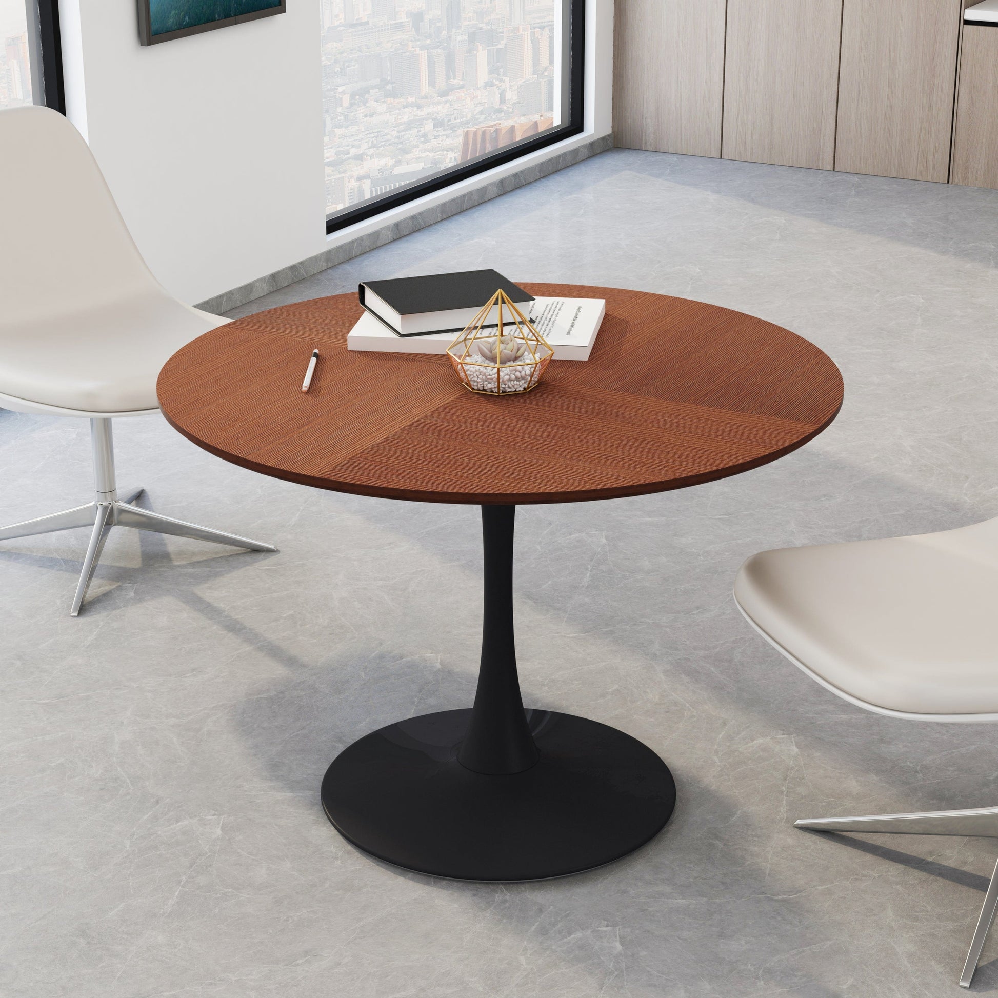 1st Choice Furniture Direct Dining Table 1st Choice 42" Round Dining Table Modern Design with Printed Oak Grain