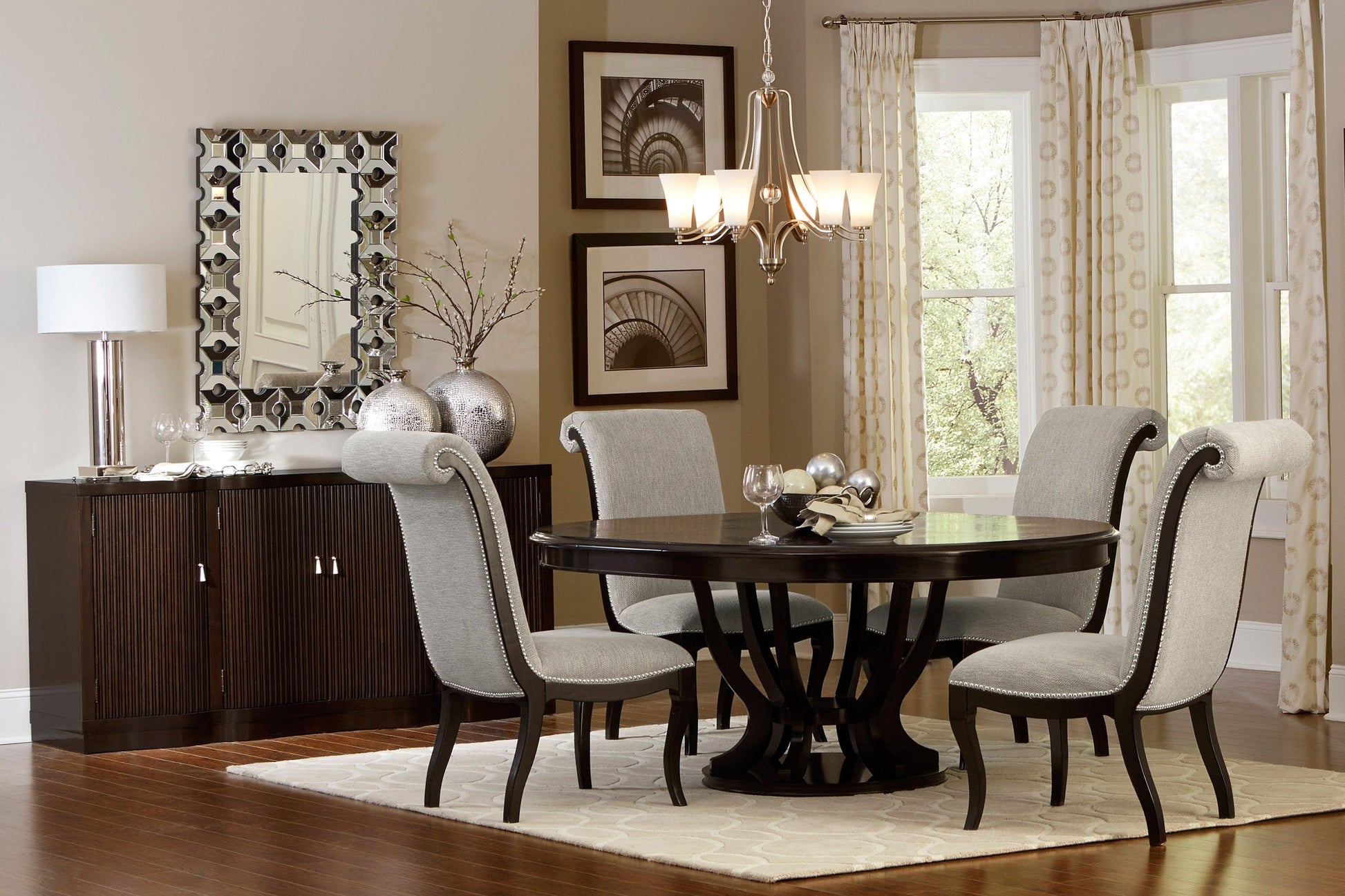 1st Choice Furniture Direct Dining Table 1st Choice Espresso Finish Pedestal Dining Table with Extension Leaf