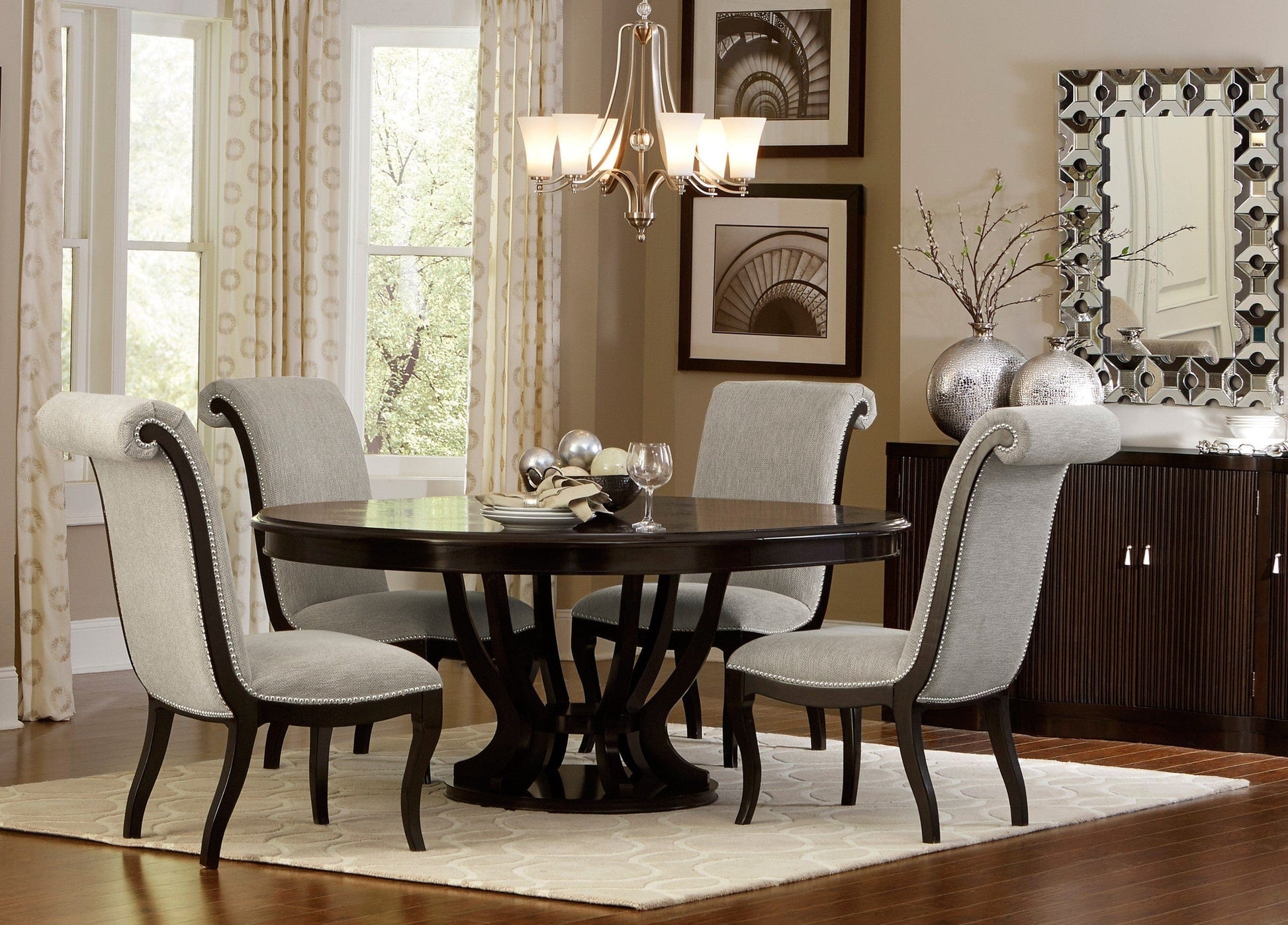 1st Choice Furniture Direct Dining Table 1st Choice Espresso Finish Pedestal Dining Table with Extension Leaf