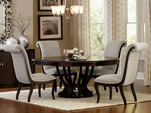 1st Choice Furniture Direct Dining Table 1st Choice Espresso Finish Pedestal Dining Table with Extension Leaf