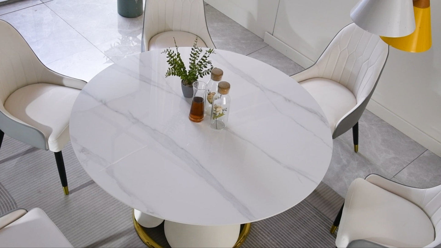 1st Choice Furniture Direct Dining Table 1st Choice Modern 53" Round Dining Table in Sintered Stone Finish