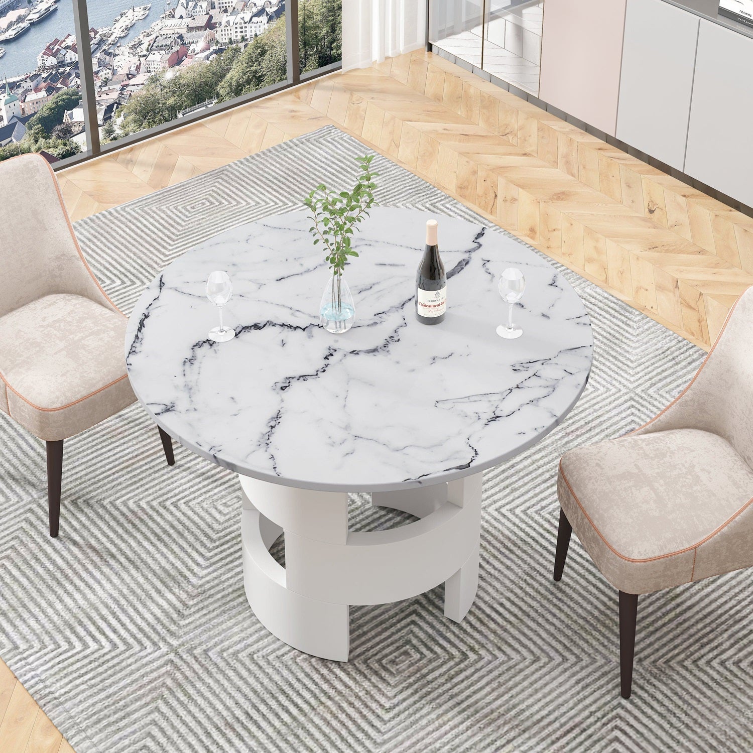 1st Choice Furniture Direct Dining Table 1st Choice Modern Round Dining Table with Printed Marble Top