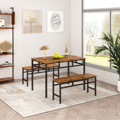 1st Choice Furniture Direct Dining Table Set 1st Choice Industrial Style 3PC Dining Set in Rustic Brown Finish