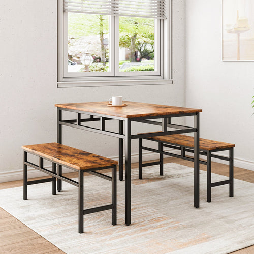 1st Choice Furniture Direct Dining Table Set 1st Choice Industrial Style 3PC Dining Set in Rustic Brown Finish