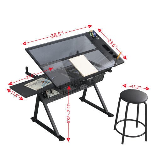 1st Choice Furniture Direct Drafting Table 1st Choice Black Glass Drafting Table with Adjustable Height & Chair