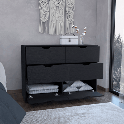 1st Choice Furniture Direct Drawers 1st Choice Stylish Black Basilea Dresser w/ 4 Drawers and 2 Cabinets