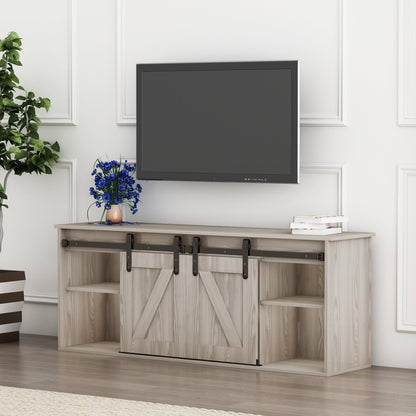 1st Choice Furniture Direct Entertainment Centers & TV Stands 1st Choice Rustic TV Stand w/ Electronic Fireplace & Sliding Barn Door