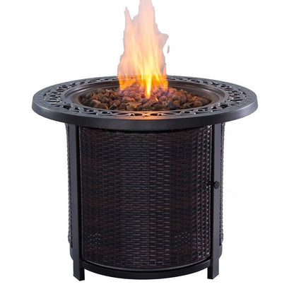 1st Choice Furniture Direct Firepit Table 1st Choice Stylish Round Firepit Table with Wicker Base in Bronze