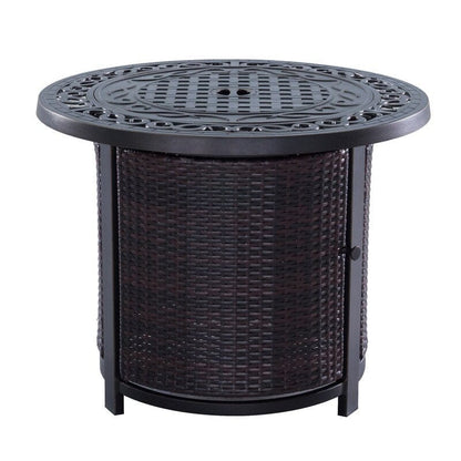 1st Choice Furniture Direct Firepit Table 1st Choice Stylish Round Firepit Table with Wicker Base in Bronze