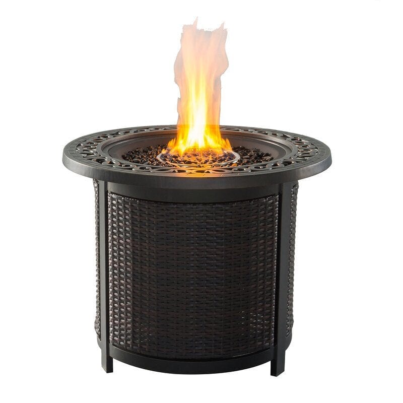 1st Choice Furniture Direct Firepit Table 1st Choice Stylish Round Firepit Table with Wicker Base in Bronze