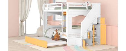 1st Choice Furniture Direct Full/Full Bunk Bed 1st Choice White & Yellow Full Bunk Bed with Trundle & Cabinet