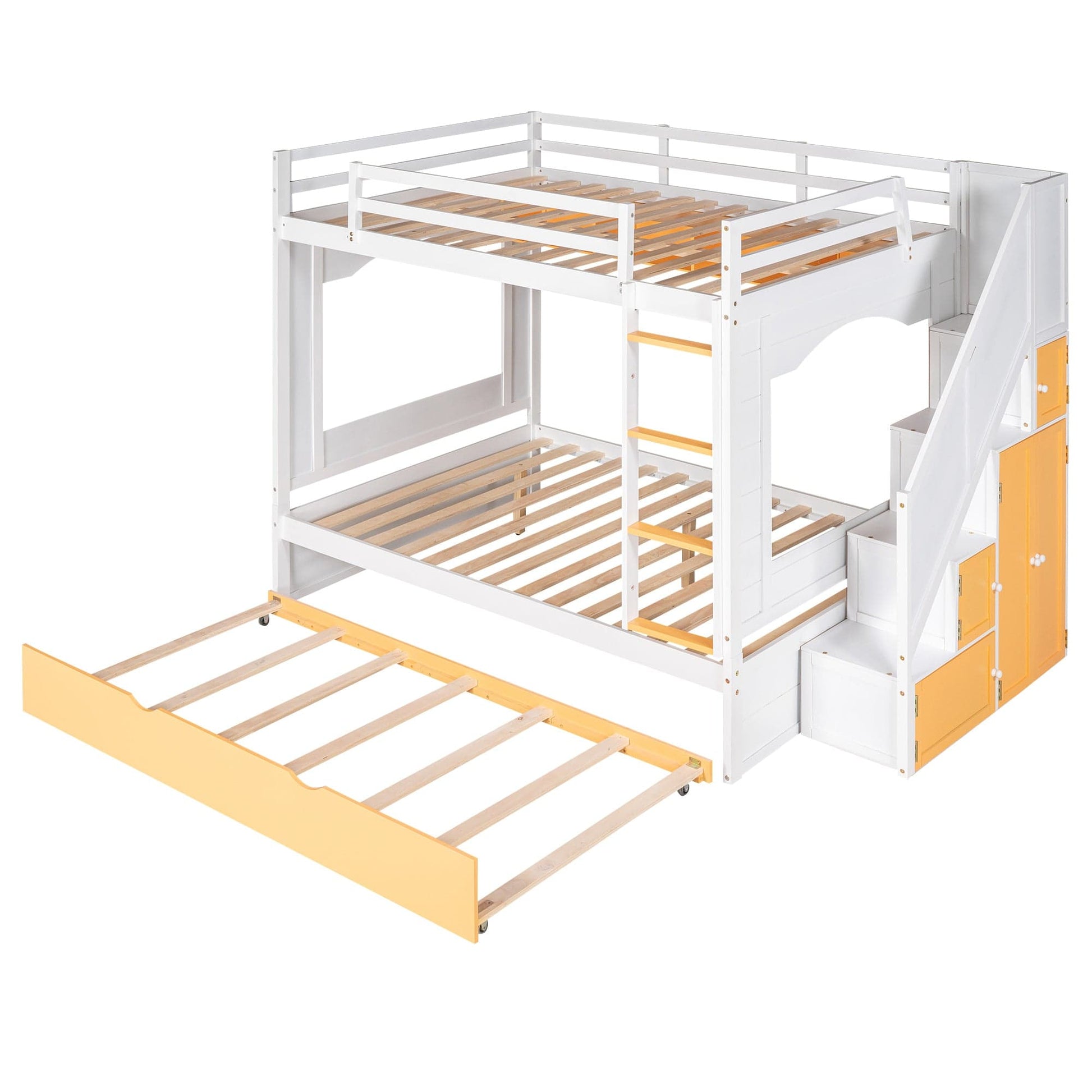 1st Choice Furniture Direct Full/Full Bunk Bed 1st Choice White & Yellow Full Bunk Bed with Trundle & Cabinet
