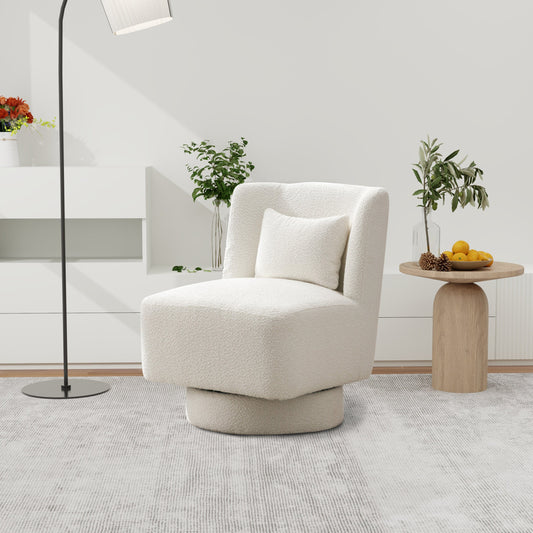 1st Choice Furniture Direct Indoor Swivel Chair 1st Choice 360 Swivel Accent Chair for Living Room in Ivory Boucle