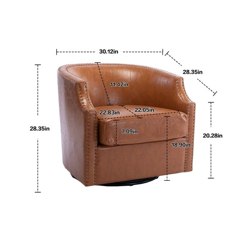 1st Choice Furniture Direct Indoor Swivel Chair 1st Choice Modern Swivel Upholstered Chair in Light Brown Finish