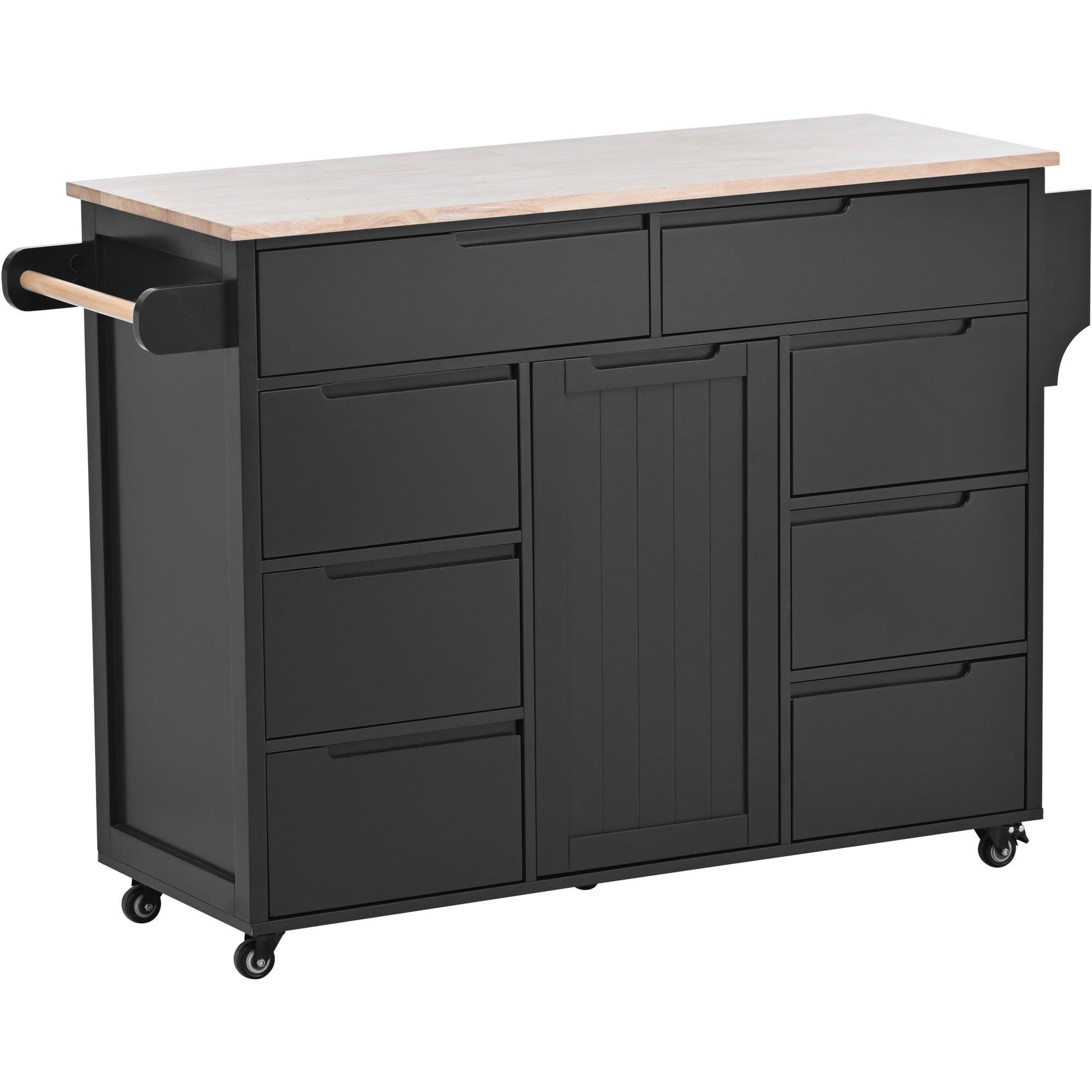 1st Choice Furniture Direct Kitchen Cart 1st Choice Black Kitchen Cart with 8 Drawers and Flatware Organizer