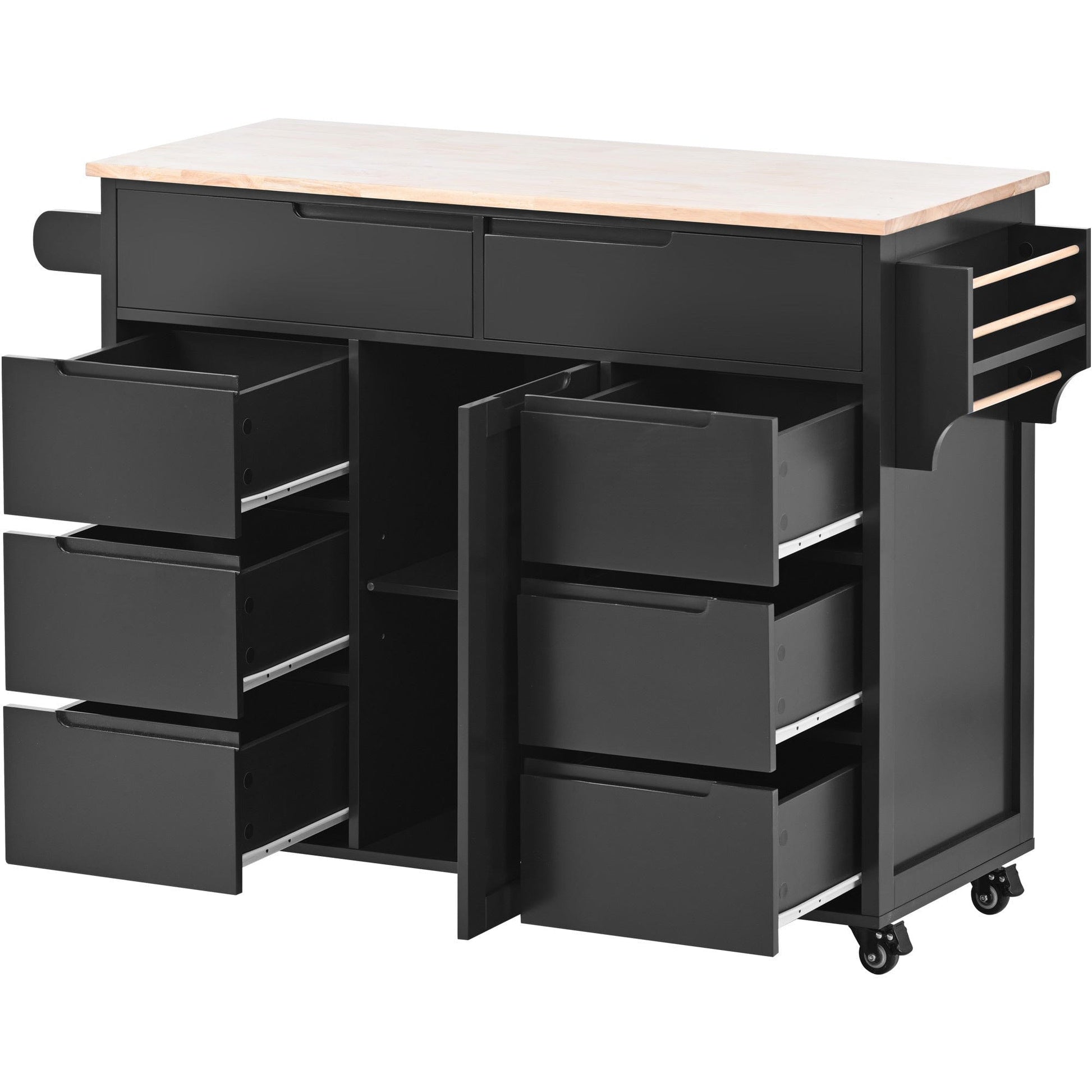1st Choice Furniture Direct Kitchen Cart 1st Choice Black Kitchen Cart with 8 Drawers and Flatware Organizer