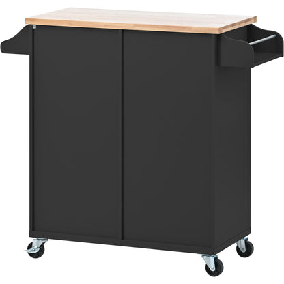 1st Choice Furniture Direct Kitchen Cart 1st Choice Black Kitchen Cart with Spice Rack, Towel Rack & Two Drawer