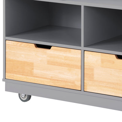 1st Choice Furniture Direct Kitchen Cart 1st Choice Kitchen Cart Rolling Mobile Island Solid Wood Top in Grey Blue