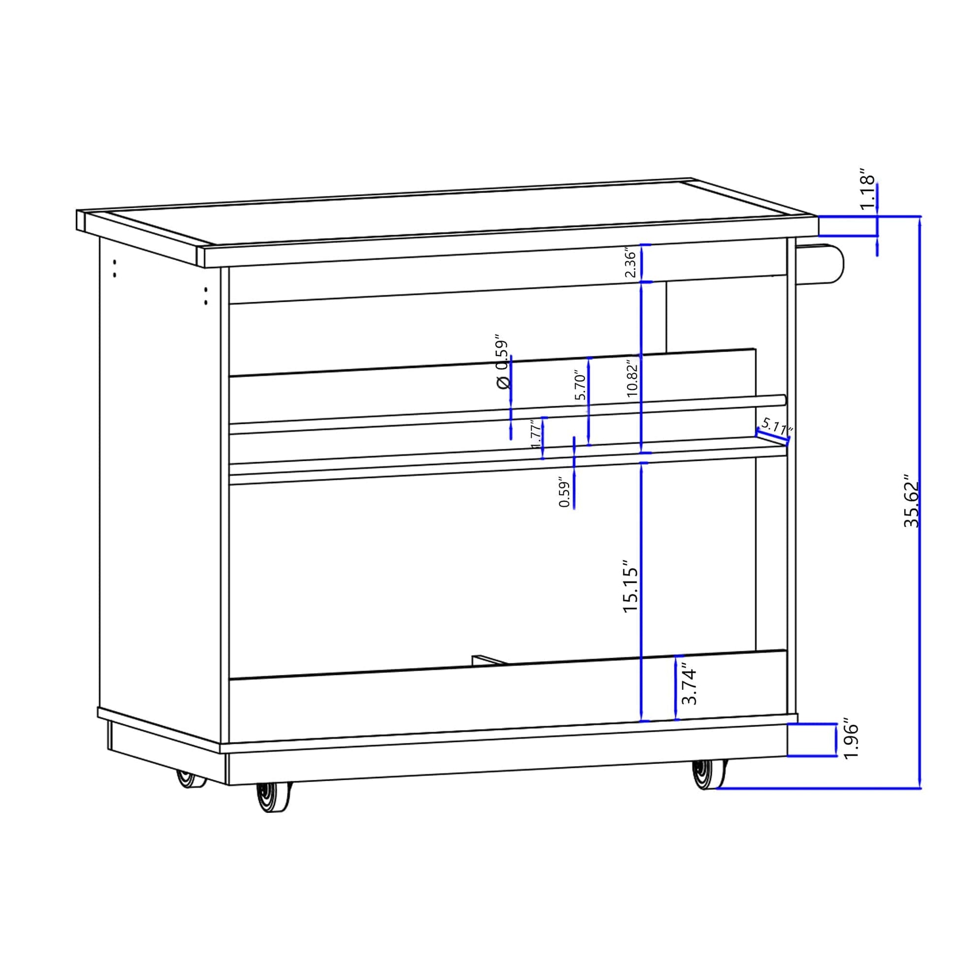 1st Choice Furniture Direct Kitchen Cart 1st Choice Kitchen Cart Rolling Mobile Island Solid Wood Top in Grey Blue