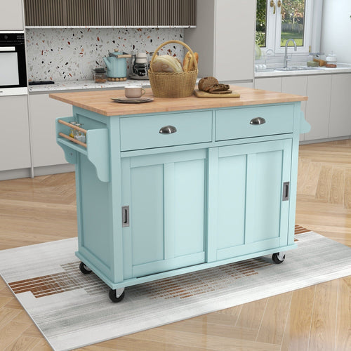 1st Choice Furniture Direct Kitchen Cart 1st Choice Mint Green Kitchen Cart with Drop-Leaf Countertop