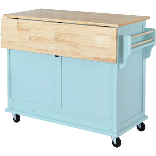 1st Choice Furniture Direct Kitchen Cart 1st Choice Mint Green Kitchen Cart with Drop-Leaf Countertop