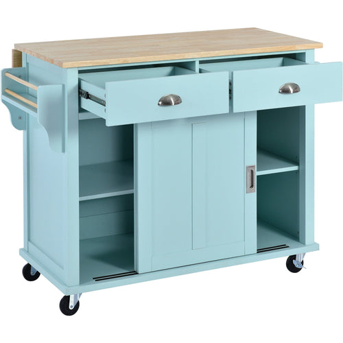 1st Choice Furniture Direct Kitchen Cart 1st Choice Mint Green Kitchen Cart with Drop-Leaf Countertop