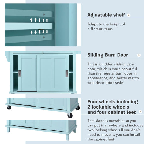 1st Choice Furniture Direct Kitchen Cart 1st Choice Mint Green Kitchen Cart with Drop-Leaf Countertop