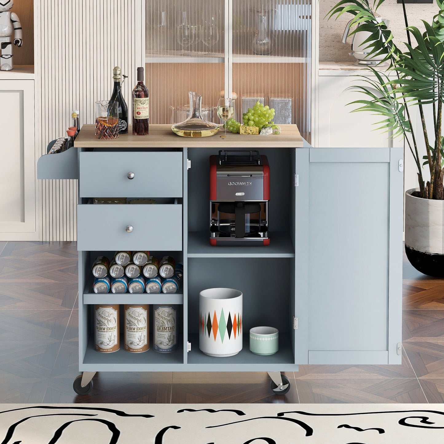 1st Choice Furniture Direct Kitchen Cart 1st Choice Mobile Kitchen Cart with Spice Rack, Towel Rack & 2 Drawers