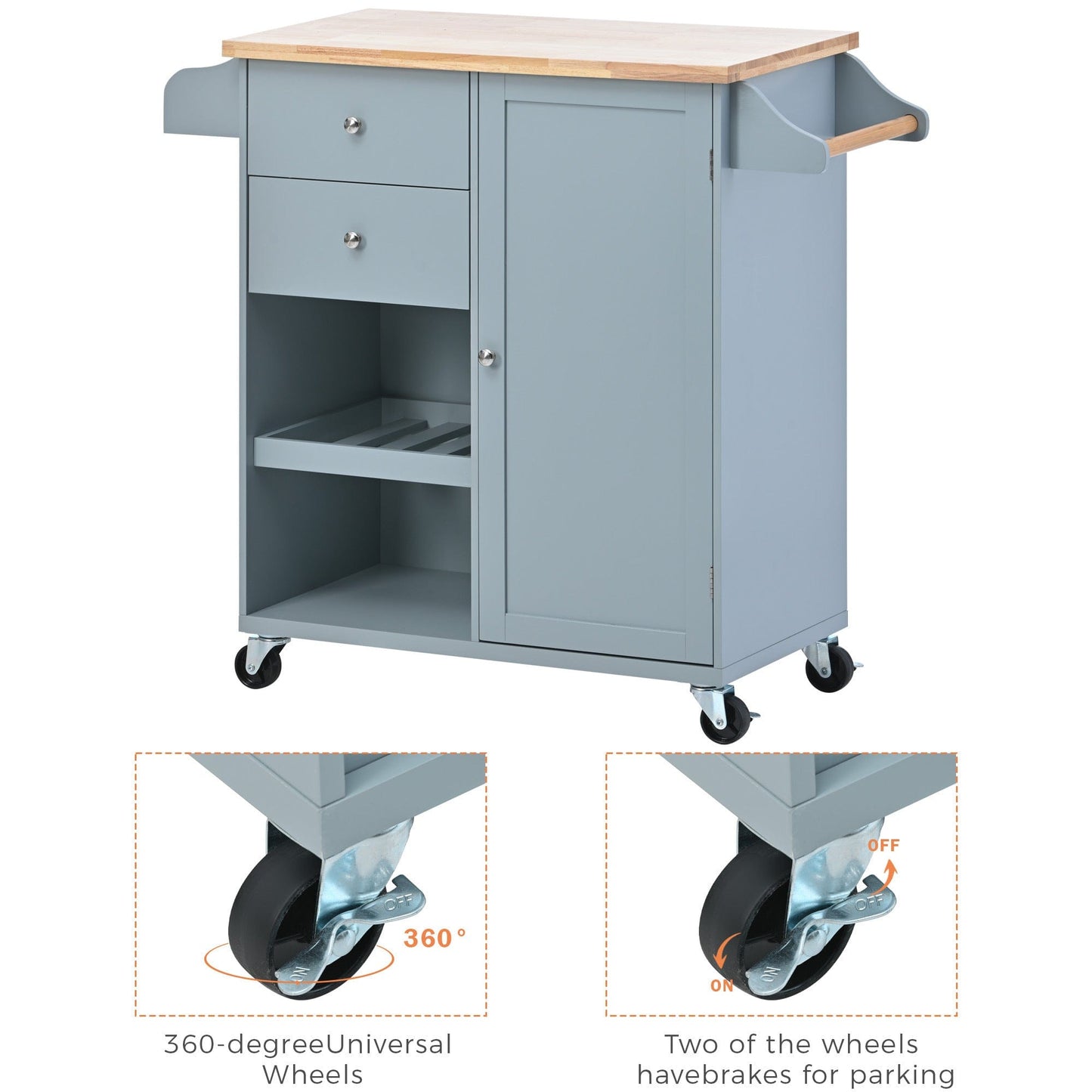 1st Choice Furniture Direct Kitchen Cart 1st Choice Mobile Kitchen Cart with Spice Rack, Towel Rack & 2 Drawers