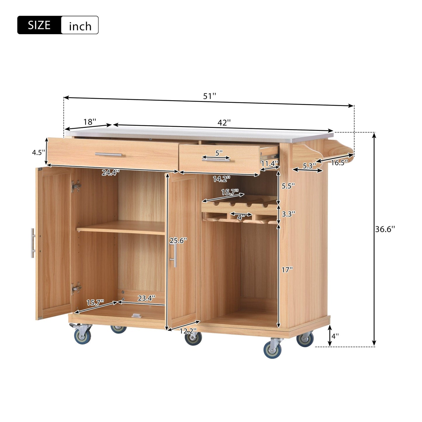 1st Choice Furniture Direct Kitchen Cart 1st Choice Stylish Kitchen Cart Storage on Wheels & Stainless Steel Top