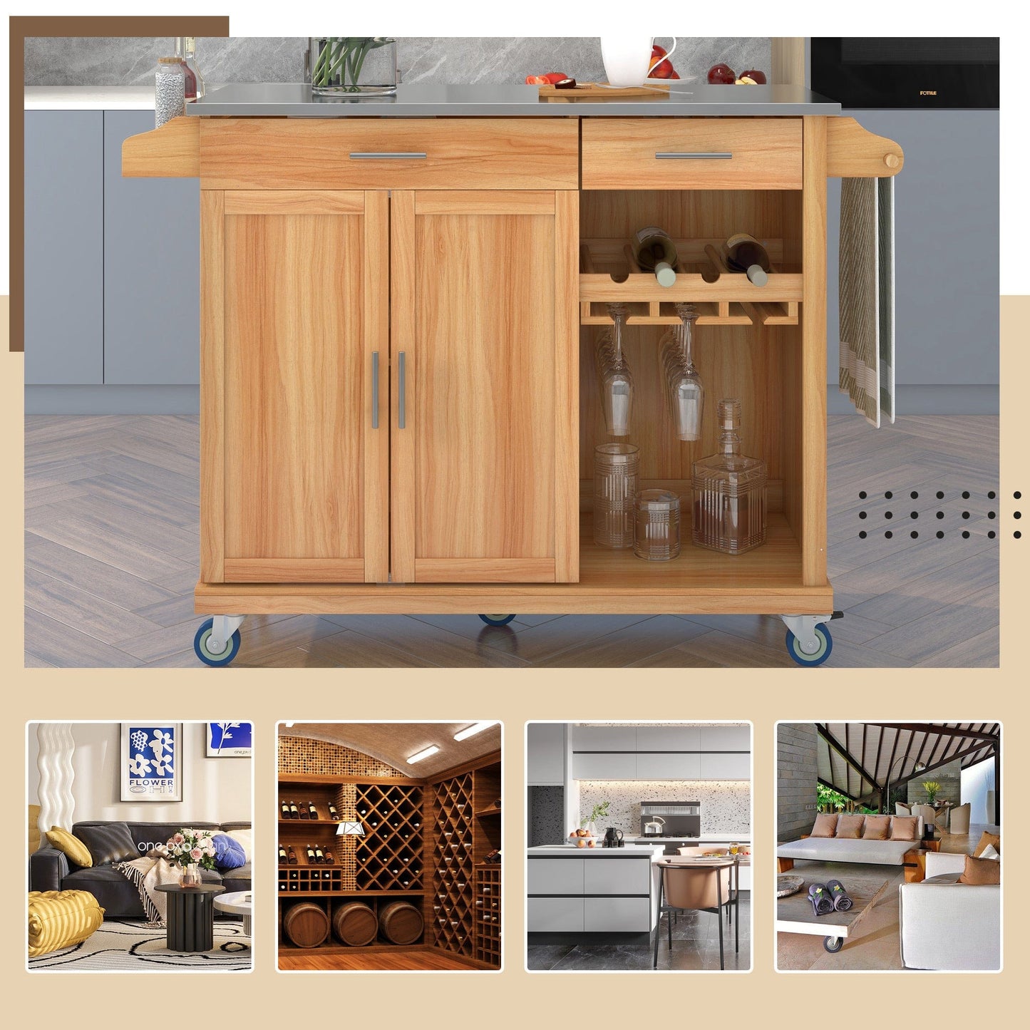 1st Choice Furniture Direct Kitchen Cart 1st Choice Stylish Kitchen Cart Storage on Wheels & Stainless Steel Top