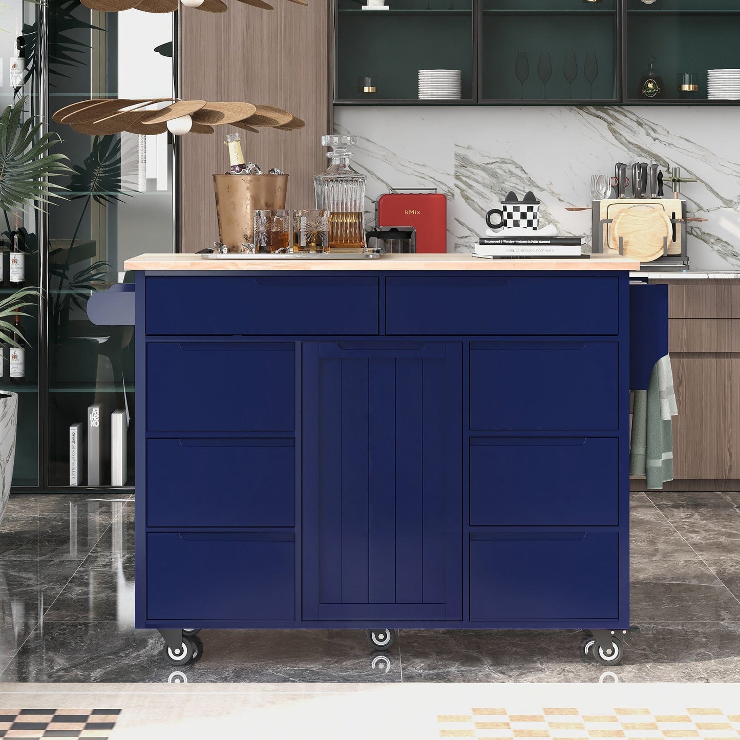 1st Choice Furniture Direct Kitchen Cart 1st Choice Versatile Kitchen Island with 8 Handle-Free Drawers