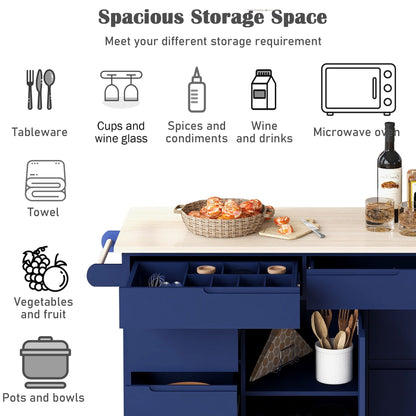 1st Choice Furniture Direct Kitchen Cart 1st Choice Versatile Kitchen Island with 8 Handle-Free Drawers