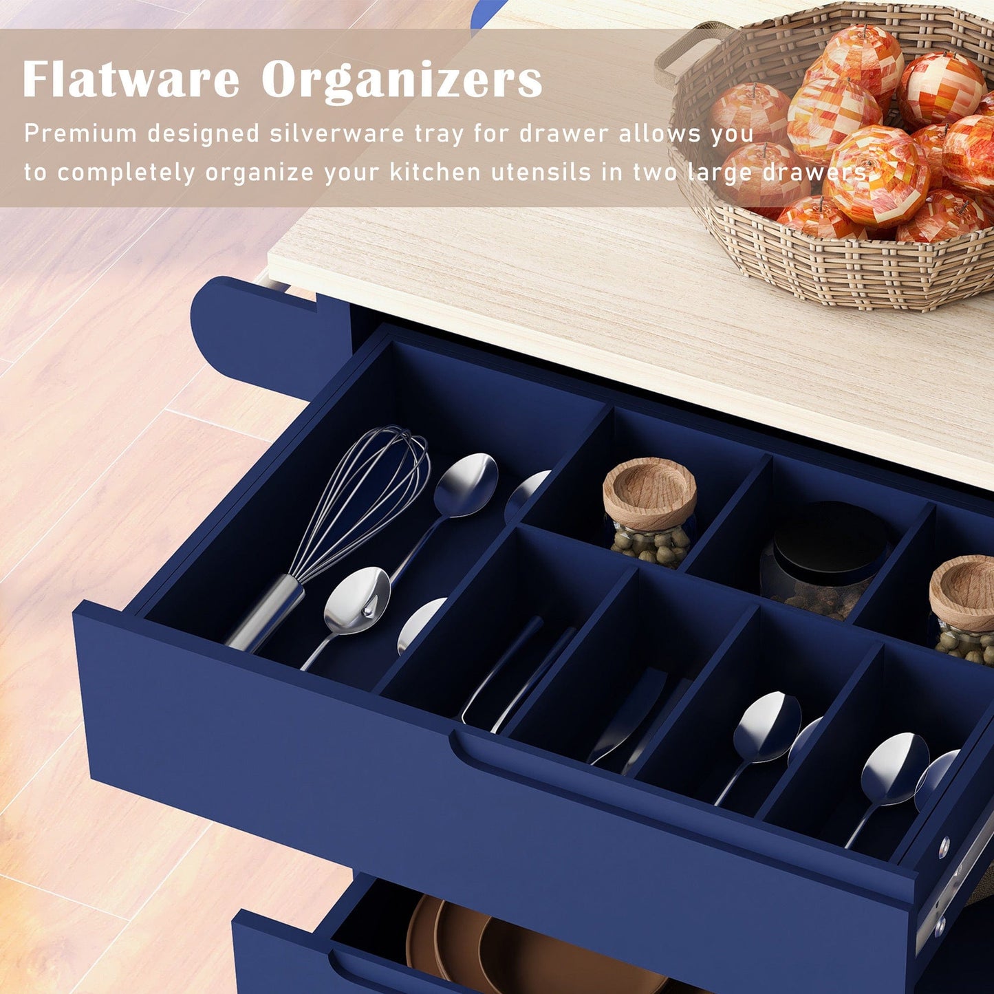 1st Choice Furniture Direct Kitchen Cart 1st Choice Versatile Kitchen Island with 8 Handle-Free Drawers