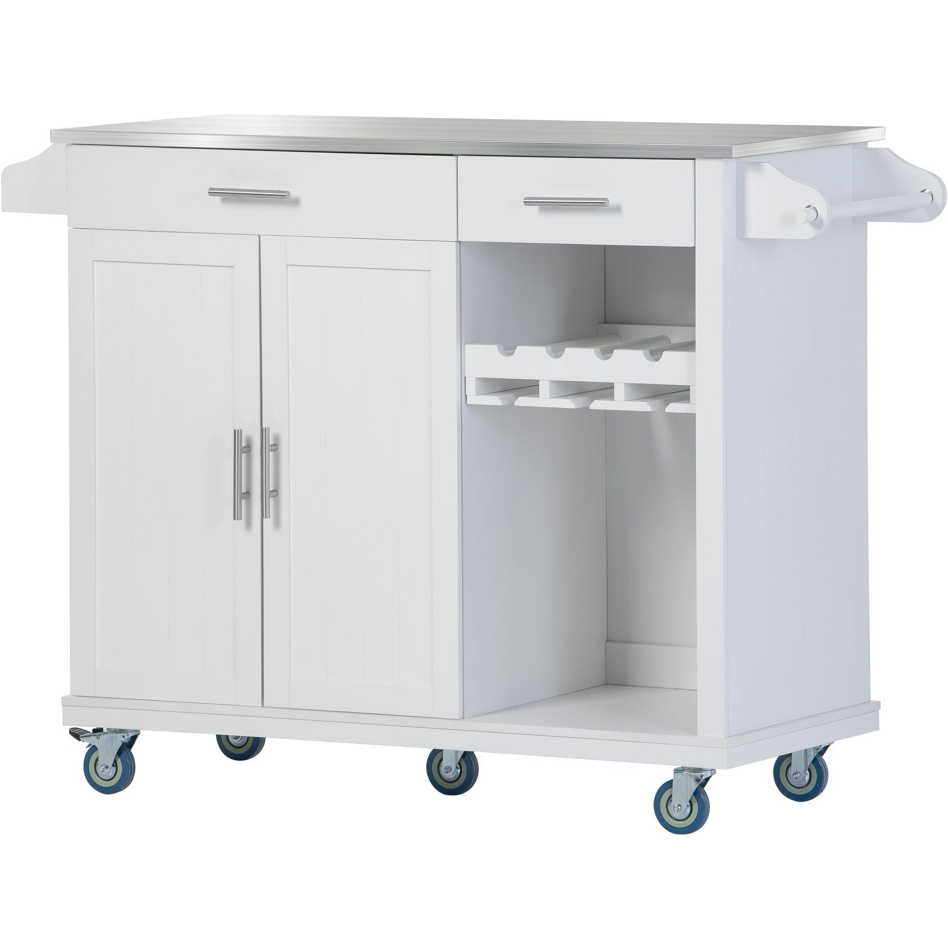 1st Choice Furniture Direct Kitchen Cart 1st Choice Versatile Stainless Steel Top Kitchen Cart with Storage Cabinet