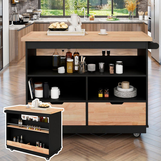 1st Choice Furniture Direct Kitchen Cart 1st Choice Versatile & Stylish Kitchen Cart Rolling Mobile Island - Black