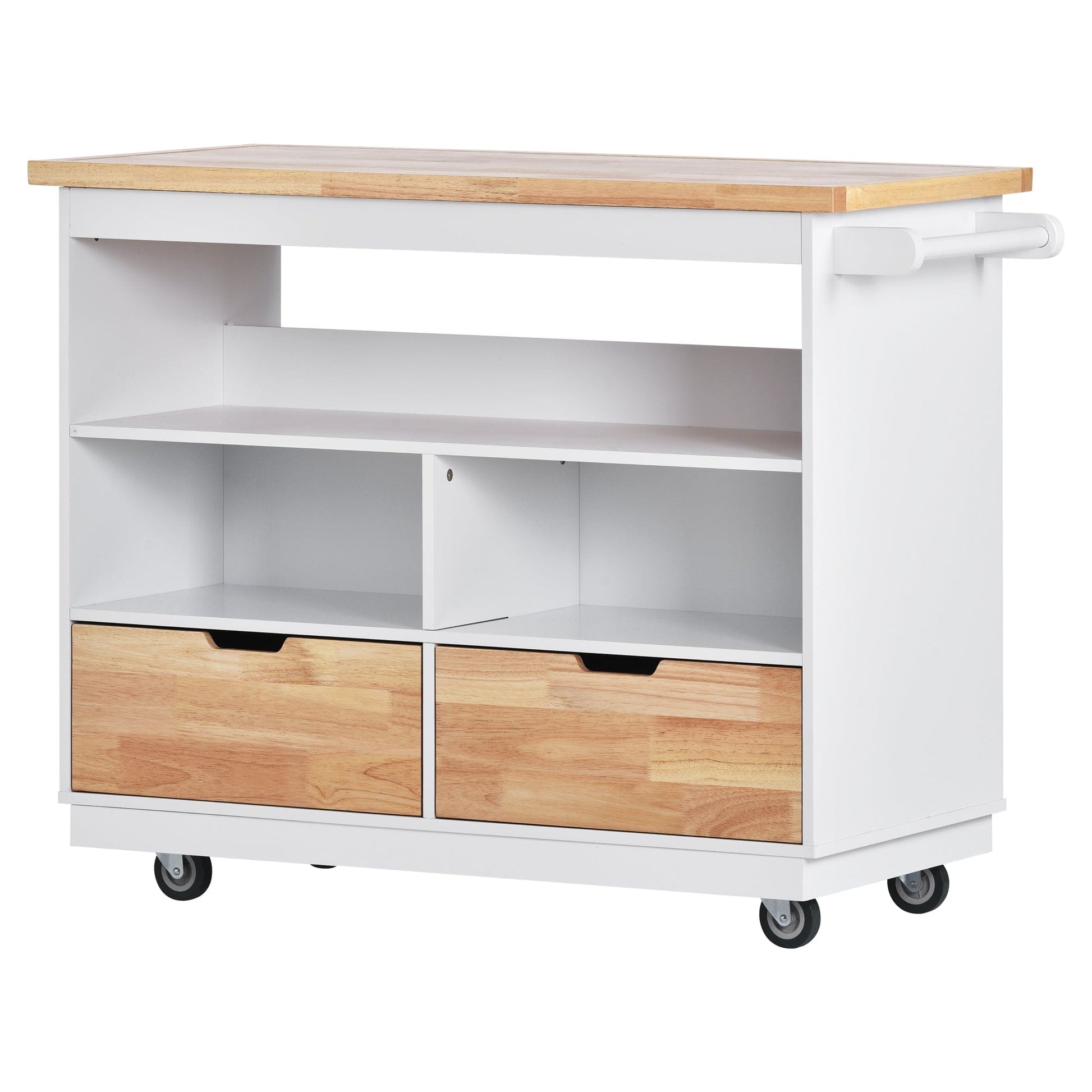 1st Choice Furniture Direct Kitchen Cart 1st Choice White Kitchen Cart with Solid Wood Top, 2 Drawers & Cabinet