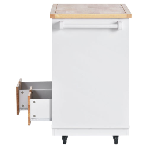 1st Choice Furniture Direct Kitchen Cart 1st Choice White Kitchen Cart with Solid Wood Top, 2 Drawers & Cabinet