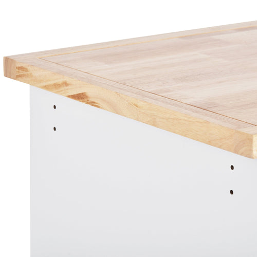 1st Choice Furniture Direct Kitchen Cart 1st Choice White Kitchen Cart with Solid Wood Top, 2 Drawers & Cabinet