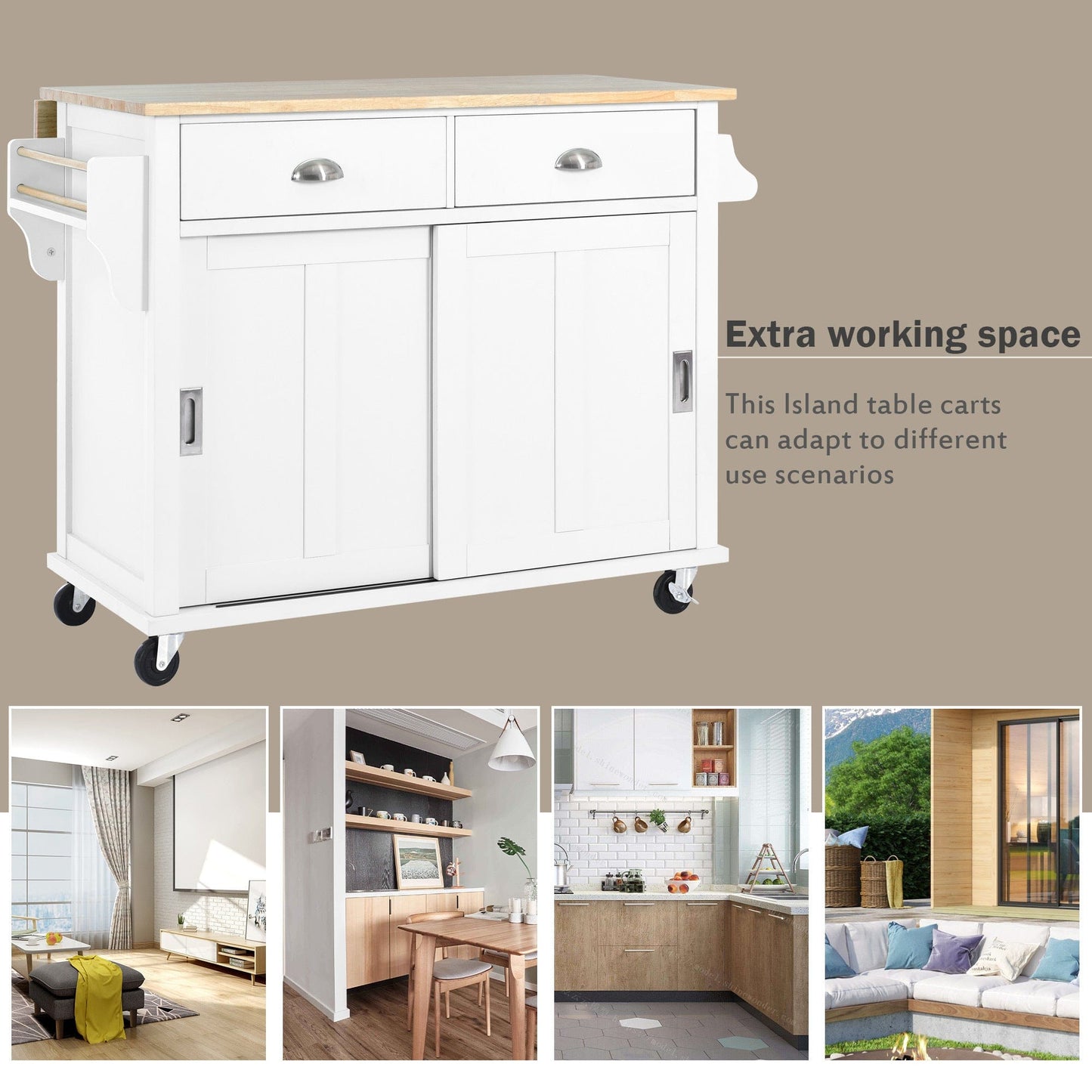 1st Choice Furniture Direct Kitchen Cart 1st Choice White Kitchen Cart with Storage Cabinet and 2 Drawers