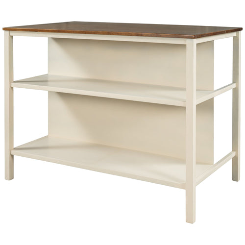 1st Choice Furniture Direct Kitchen Island 1st Choice 45" Rustic Walnut + Cream Solid Wood Kitchen Island