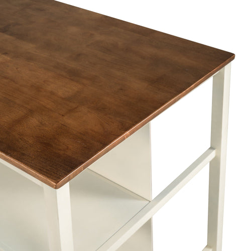 1st Choice Furniture Direct Kitchen Island 1st Choice 45" Rustic Walnut + Cream Solid Wood Kitchen Island