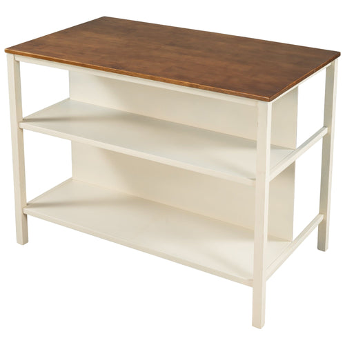 1st Choice Furniture Direct Kitchen Island 1st Choice 45" Rustic Walnut + Cream Solid Wood Kitchen Island