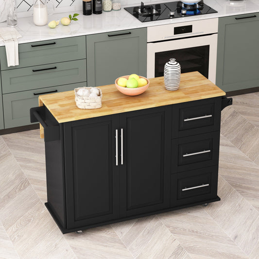 1st Choice Furniture Direct Kitchen Island 1st Choice Kitchen Island Cart with Cabinet & Drawers in Black Finish