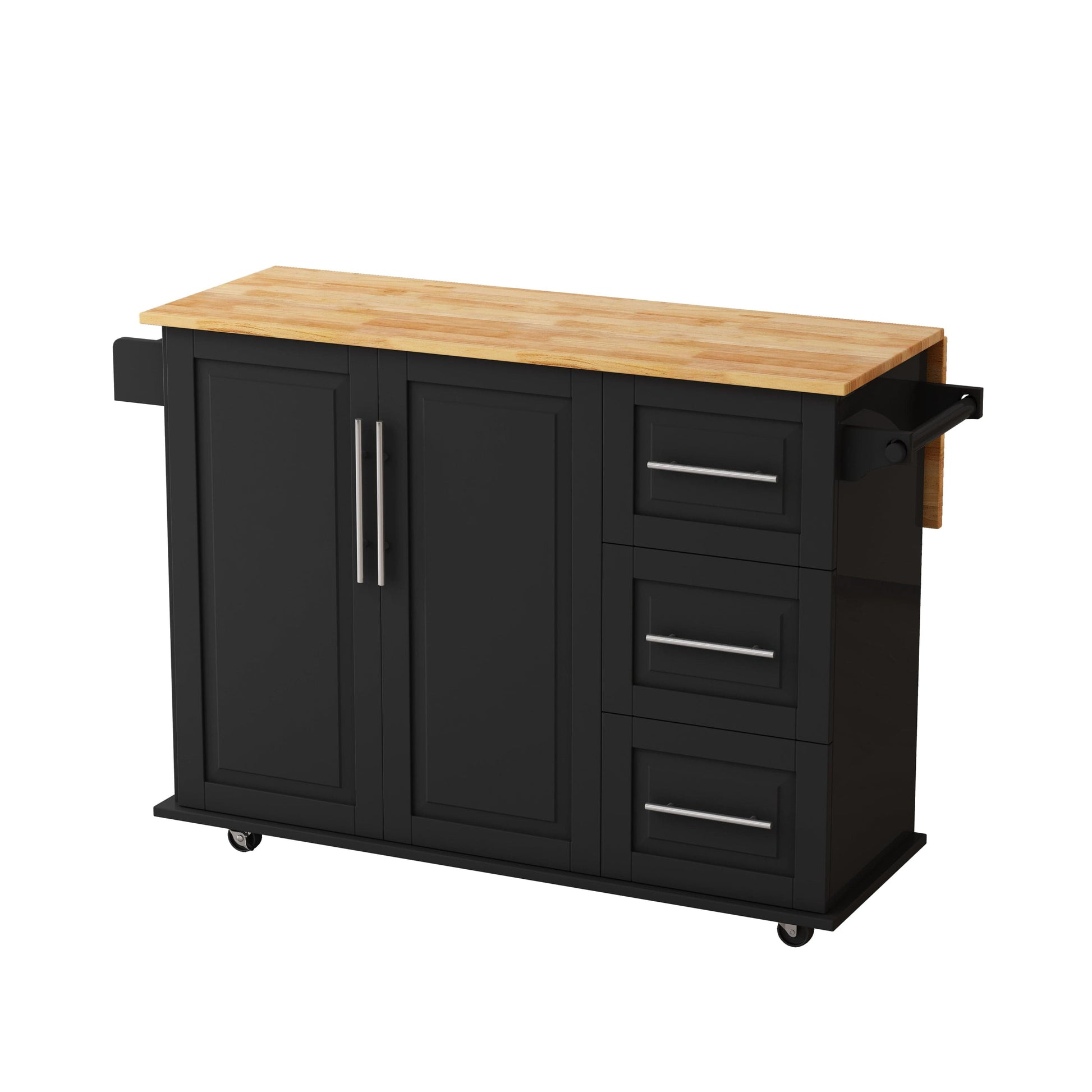 1st Choice Furniture Direct Kitchen Island 1st Choice Kitchen Island Cart with Cabinet & Drawers in Black Finish
