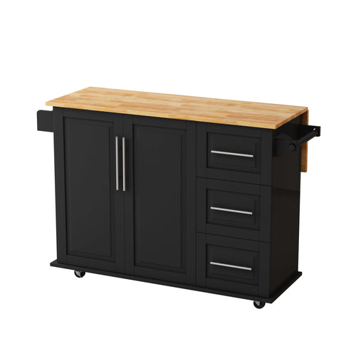 1st Choice Furniture Direct Kitchen Island 1st Choice Kitchen Island Cart with Cabinet & Drawers in Black Finish
