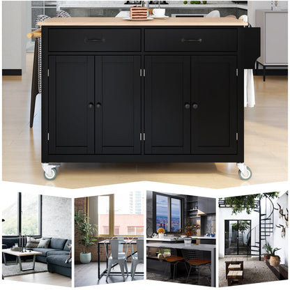 1st Choice Furniture Direct Kitchen Island Cart 1st Choice Black Kitchen Island Cart w/2 Drawers + Spice & Towel Racks